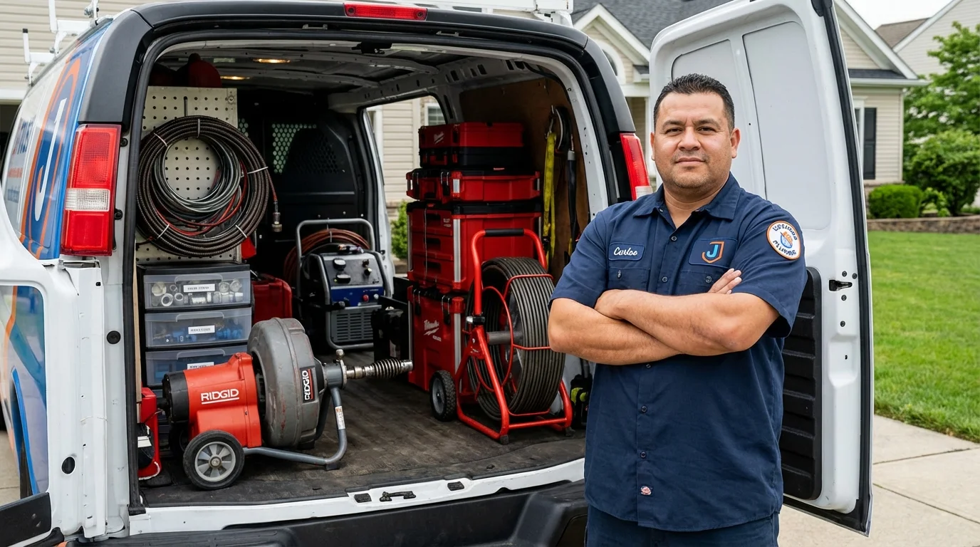 Professional drain cleaning equipment and Johns Plumbing LLC plumber in Prospect Park