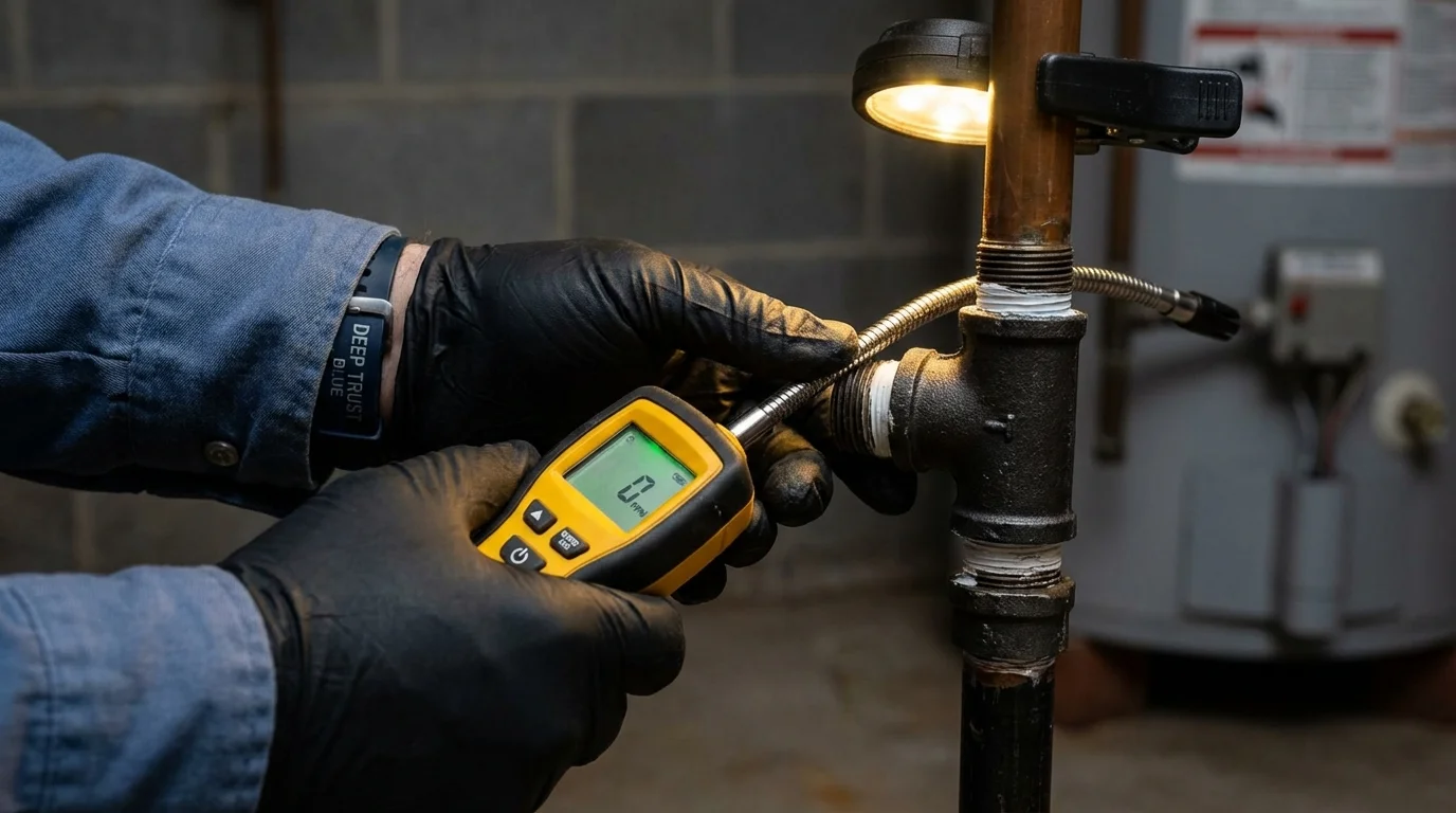 Gas leak detection with electronic sniffer by Johns Plumbing LLC in Prospect Park